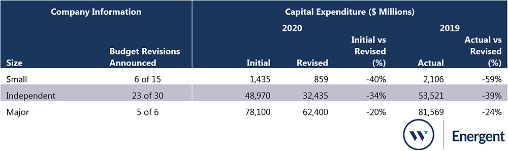 Summary of Capex Revisions by E&P Size