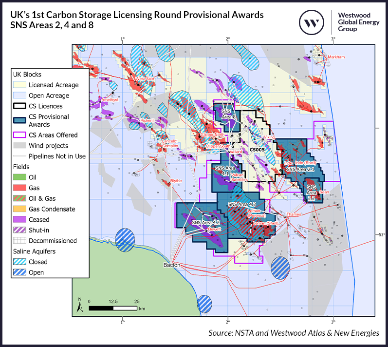 UK's 1st Carbon Storage Licensing Round Provisional Awards SNS Areas 2, 4 and 8