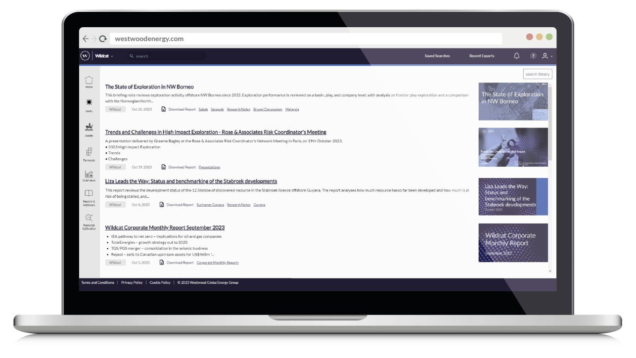 Wildcat Laptop Image, Exploration Reports - Global oil and gas exploration, farm outs and appraisal activity and insights into the drivers behind exploration strategy and performance.