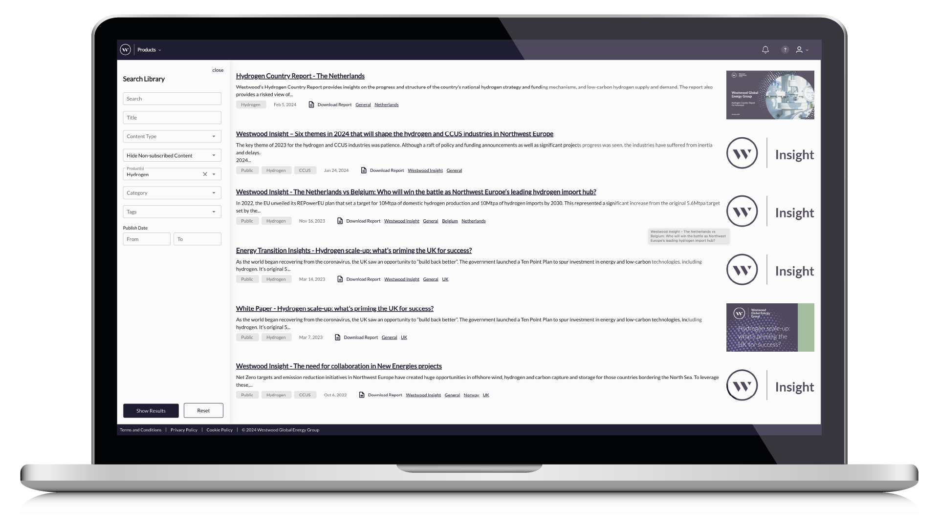Hydrogen Screenshot - Report Library