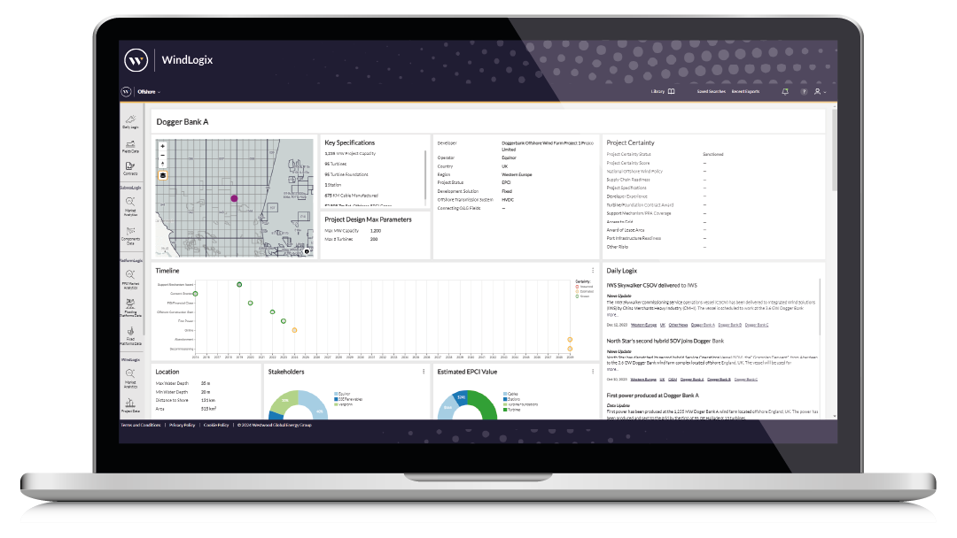 Offshore Wind Projects, Offshore Wind Farms, Offshore Wind Database Laptop Image,offshore wind farms; offshore wind projects; offshore wind database; windlogix; global offshore wind farms database